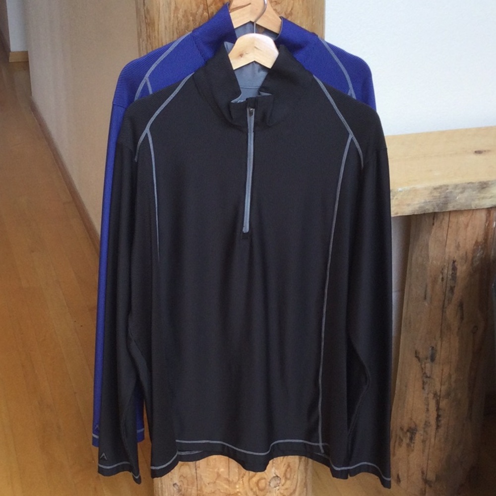 Like New (2) Mens XL Antigua Long Sleeve Black and Blue Striped Golf ⛳️ Shirts - Picture 2 of 8